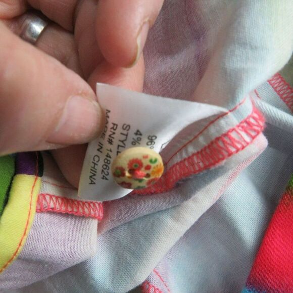 L&B Bright Stripes Button Down Shirt Dress Size 3XL Floral Buttons Pockets NEW - Picture 5 of 9